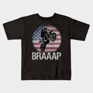 Dirt Biking USA Dirt Bike Rider Motocross American Flag Kids T-Shirt